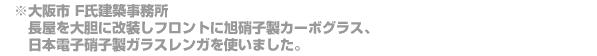 大阪市　F氏建築事務所　長屋を改装し、旭硝子製カーボグラス、ガラスレンガを使用